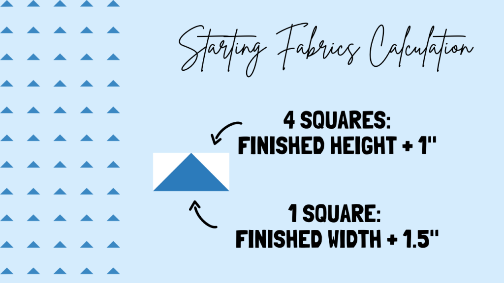 Formula for calculating starting square sizes. Learn how to make 4 flying geese units from 5 squares of fabric. NO-waste quilt block tutorial for beginners