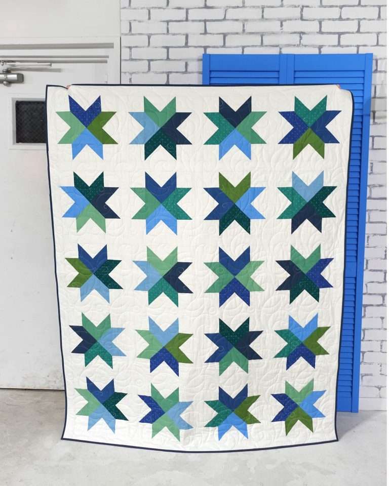 Green and Blue Beaming Quilt Kit