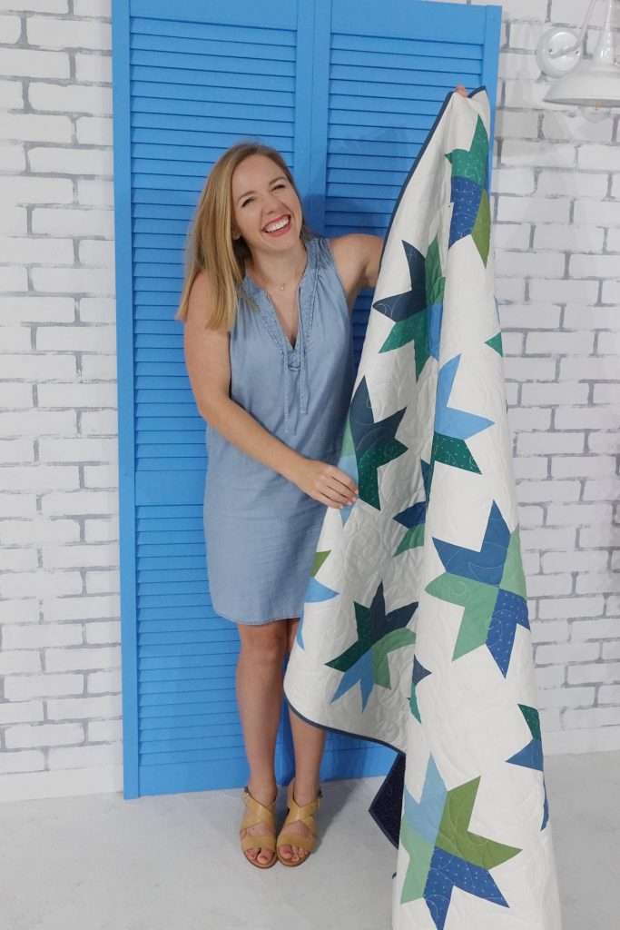 homemade emily jane modern star quilt kit for the Beaming Quilt pattern