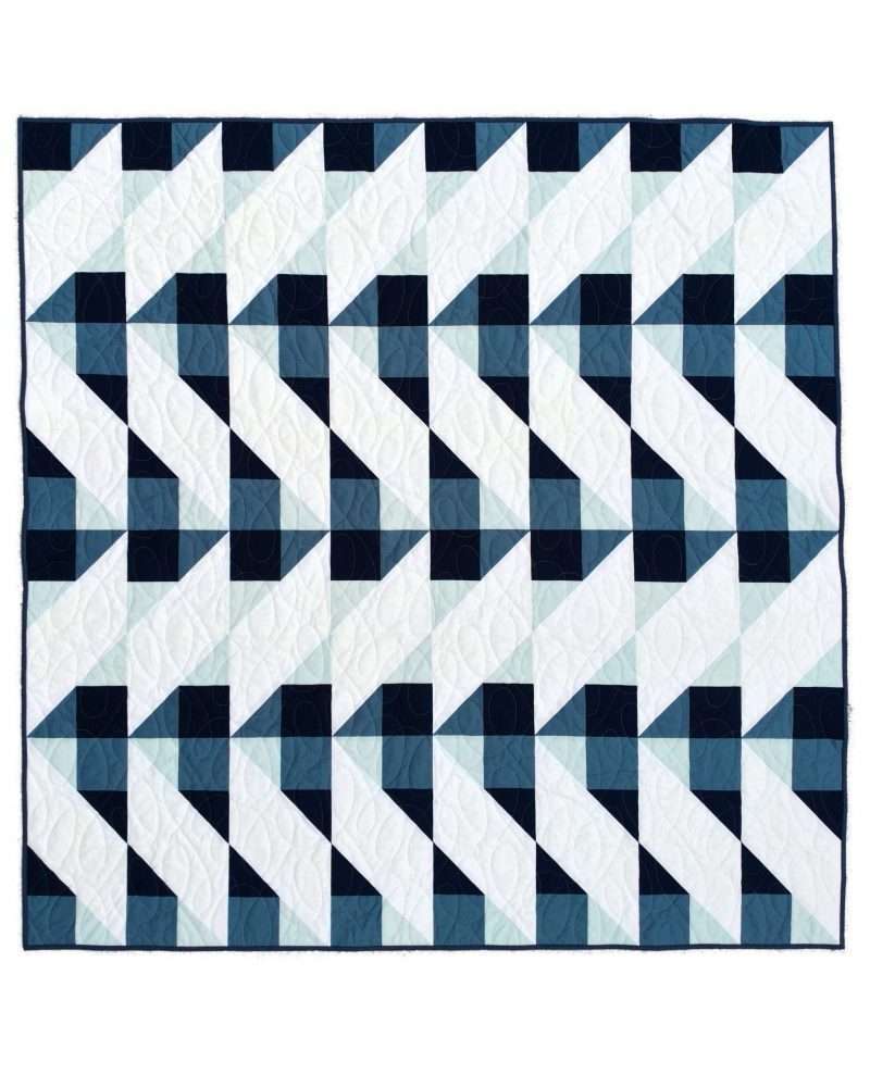 Cirrus quilt gingham throw size blue