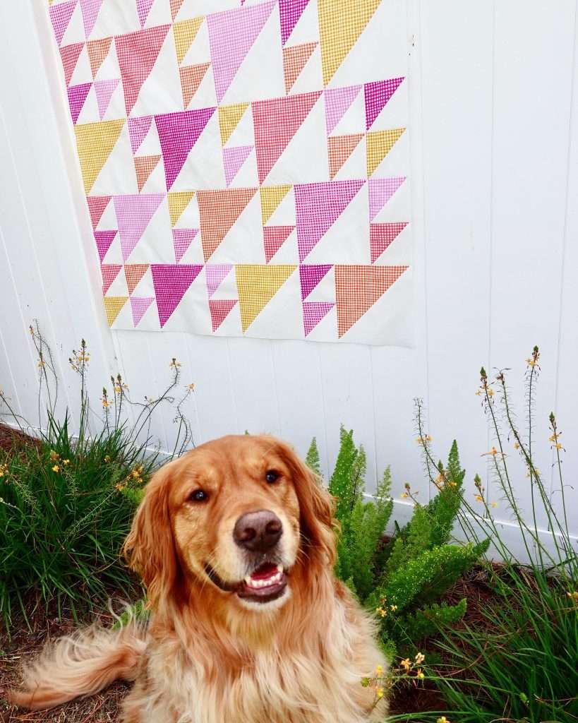 Baby quilt sail pattern using accuquilt to cut out half square triangles