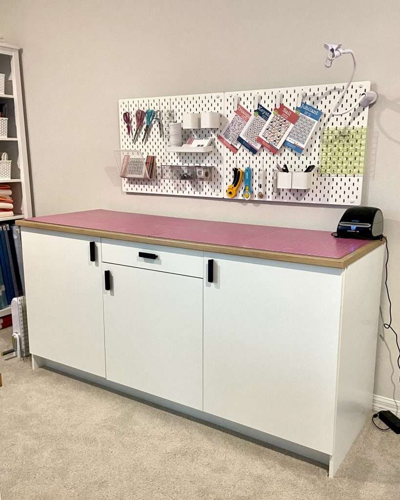 sewing room ideas for cutting table with storage
