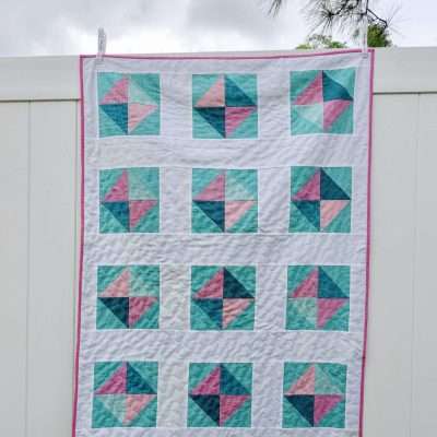Easy Baby girl quilt solitaire quilt pattern half square triangles
