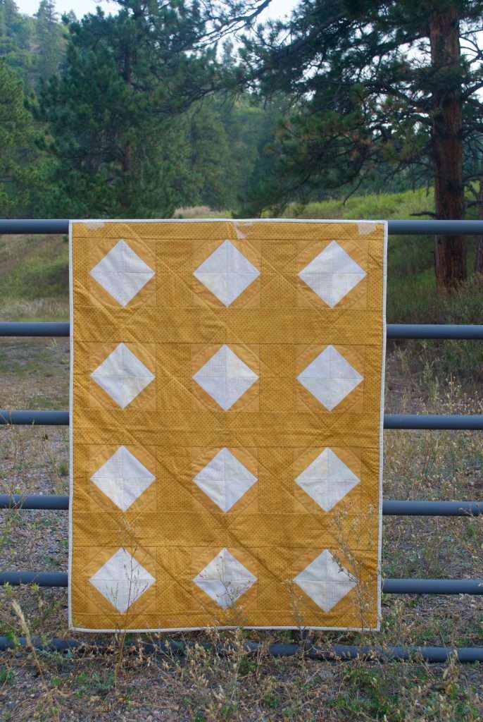 Little Sister Sewing Yellow Baby Solitaire quilt gold gender neutral baby quilt easy