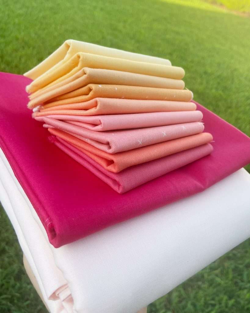 Pink and Yellow fabric bundle for quilt kit