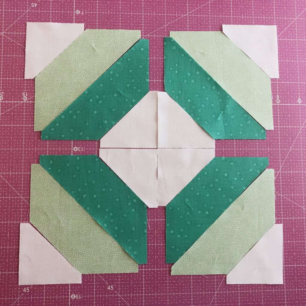 modern quilt block, modern string quilt block, learn to quilt, how to use accuquilt, angles companion set, Cube companion, quilt block with angles, quilt piecing tips, 4-patch quilt block
