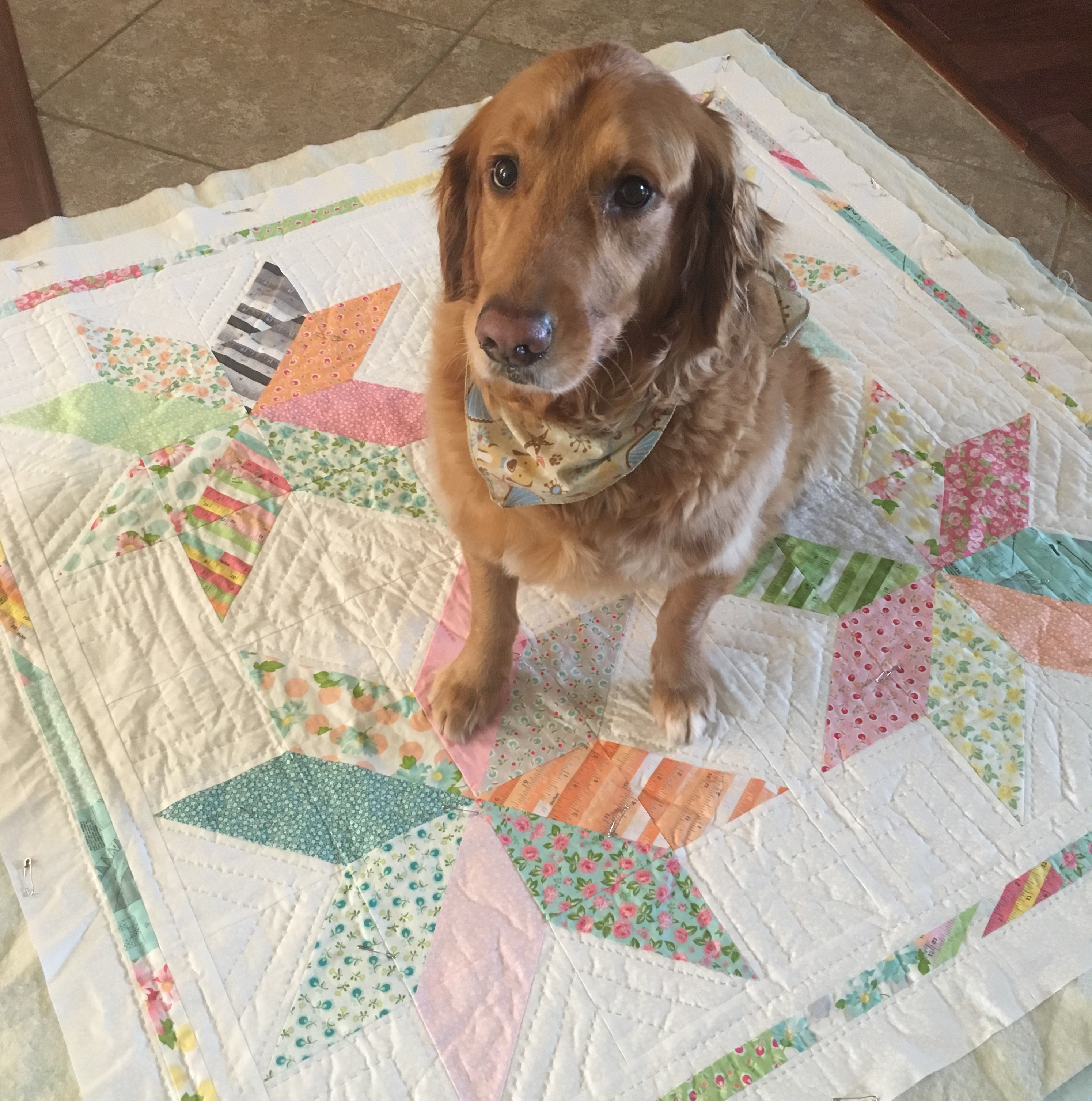 hand quilted Quilt with big hand stitches