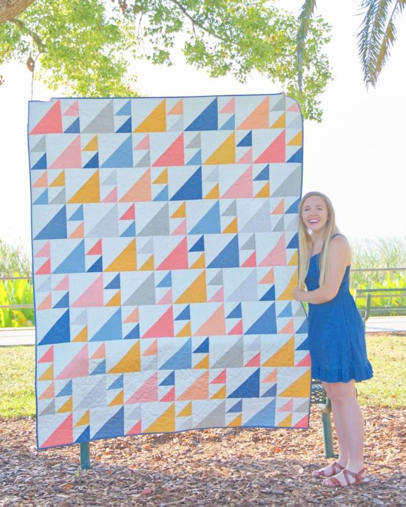 Throw size Sail Quilt Pattern made with solids from PBS Fabrics