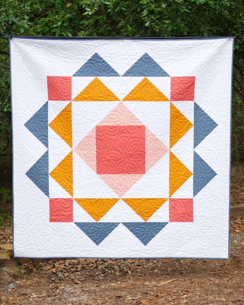 Paradigm quilt pattern, throw size easy modern quilt pattern, solid colored quilt by homemade emily jane