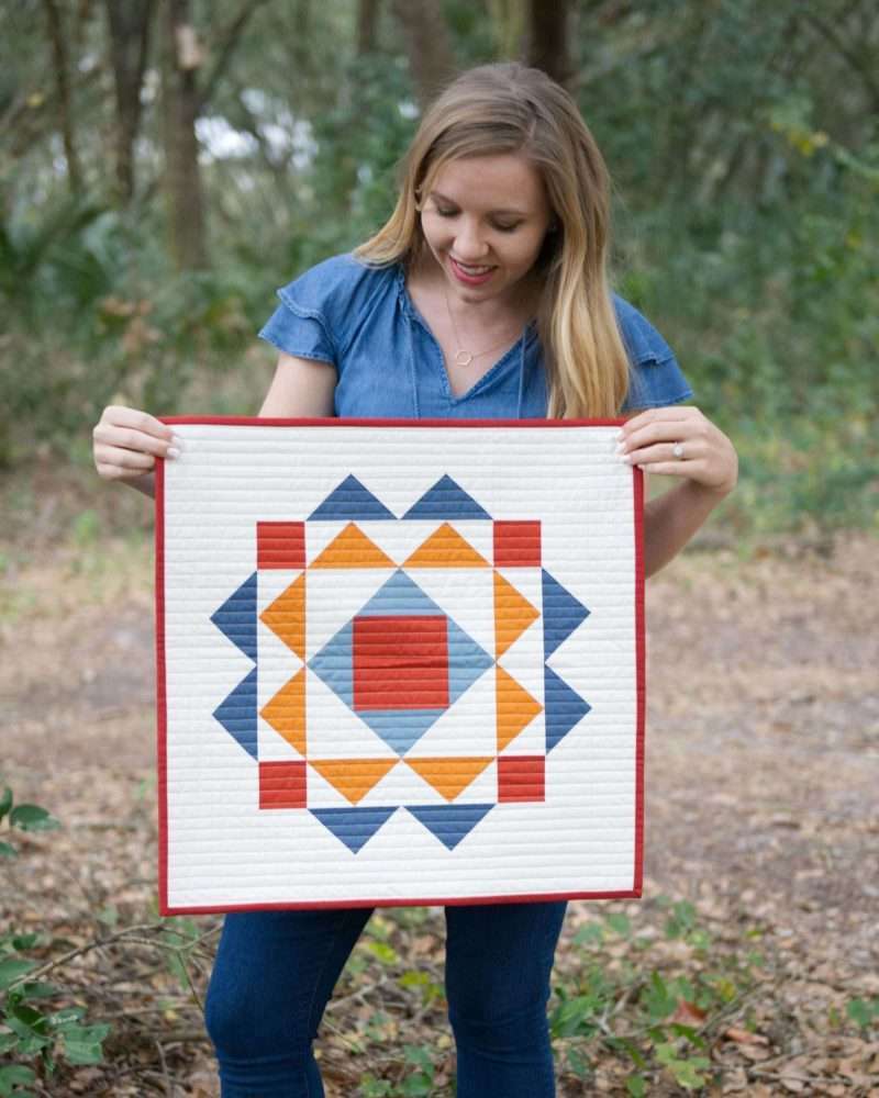 modern quilt wall hanging pattern, paradigm quilt in pillow size by homemade emily jane, modern wall quilt, best modern quilt pattern,