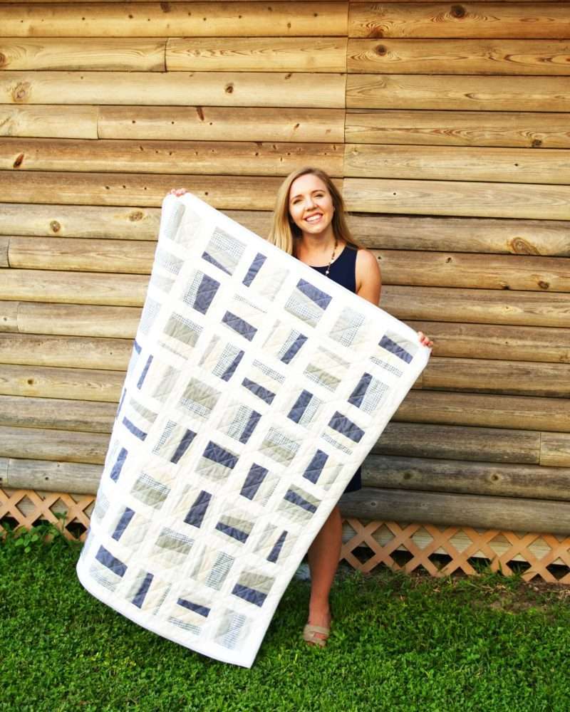 scrappy scattered improv baby quilt - modern neutral Stratus Quilt