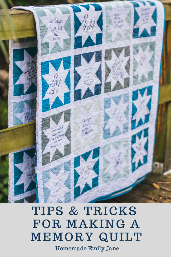 Tips and Tricks for Making a Signature Memory Quilt by Homemade Emily Jane